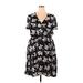 As U Wish Casual Dress - Mini V Neck Short sleeves: Black Print Dresses - Women's Size 2X