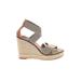 Tory Burch Wedges: Tan Solid Shoes - Women's Size 8 1/2 - Open Toe