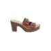 Torrid Heels: Slide Chunky Heel Boho Chic Brown Print Shoes - Women's Size 10 1/2 Plus - Open Toe