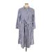 Chico's Casual Dress - Shirtdress Collared 3/4 sleeves: Blue Print Dresses - Women's Size X-Large