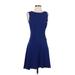 Zara Casual Dress - A-Line Crew Neck Sleeveless: Blue Solid Dresses - Women's Size Small