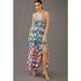 Anthropologie Dresses | Anthropologie Halter Cut Out Maxi Dress Size 6 Colorful | Color: Blue/White | Size: 6