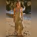 Anthropologie Dresses | Anthropologie Heather Strappy Shimmer Metallic Maxi Dress In Gold Size Large Nwt | Color: Gold | Size: L
