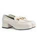 Gucci Shoes | Gucci Houdan Horsebit Leather Platform Loafers Chunky Retro Block Heel 36.5 New | Color: Cream/White | Size: 6.5