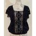 Free People Tops | Free People Womens Shirt Size S Black Square Neck Crochet Lace Blouse Boho | Color: Black | Size: S