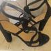 J. Crew Shoes | J Crew Stack High Heels Black Velvet 9 Euc | Color: Black | Size: 9