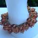 J. Crew Jewelry | J Crew Brown Clear Bead Stretch Bracelet Brass Tone Cluster Chunky Boho | Color: Brown/Gold | Size: Os