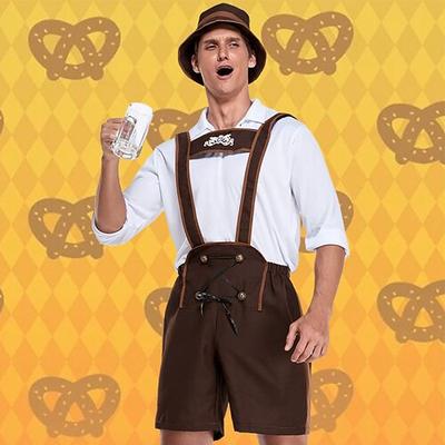 Oktoberfestbier Kostüm Bluse / Hemd Lederhosen Bayerisches Paar Oktoberfest-Paar Deutsch München Wiesn Herren Stoff im traditionellen Stil Bluse Shorts Image