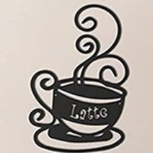 1 x Kaffeetasse aus Metall, Wanddekoration, rostfrei, Wandskulptur, ideal für Garten, Haus, Bauernhaus, Terrasse und Schlafzimmer Image