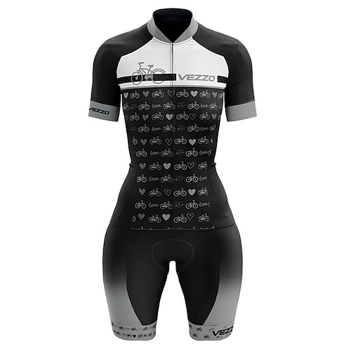 Damen Triathlonanzug Kurzarm Triathlon Sommer Frühling Herbst RosaWeiß Blau Rot Schwarz Schwarz Grafik Fahhrad Radfahren Fitness, Laufen Yoga Elastisch Ganzkörper Lycra Sport Bekleidung Image
