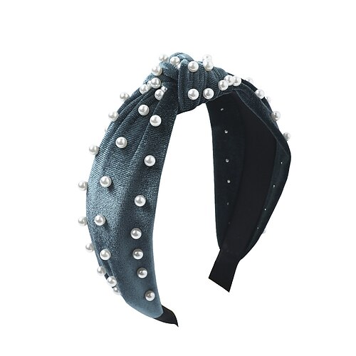 Perlen-Stirnbänder für Frauen, Perlen-Stirnband, rutschfeste, breite Haarbänder mit Knoten, schwarz-weiß-roségoldenes Stirnband mit Perlen, Haarschmuck für Frauen und Mädchen, tägliche Image