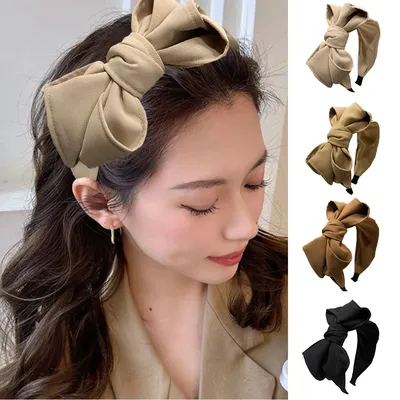 Bandeaux de cheveux à larges bords pour femmes cerceau de tête nœuds à double couche bande de