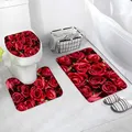 Ensemble de polymères de bain poubelle rouge pour femme fleurs naturelles plante tapis de maison