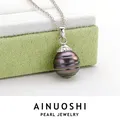 AINUOSHI-Collier JoPresidence en Argent Sterling 925 pour Femme Pendentif Perle Noire de Tahiti