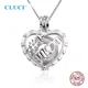 CLUCI 925 Sterling Silver First Mom Cage Pendant for Women Jewelry Gift Silver 925 Heart Pearl
