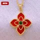 Authentic 18K Real AU750 Gold Agate Pendant Necklace Vintage Exquisite Gift Festival Present For