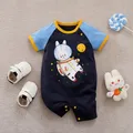 Newborn Baby Boy Short Sleeves clothing 0-18 Months one-piece blue cotton fashion for Astronaut