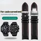 High quality Curved end Litchi grain cowhide watchband For Casio EDIFICE EQB-800BL EQB500 EQB501
