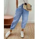Women's Cropped Jeans Fashion Pocket Design Drawstring Versatile Women's Casual Denim Jeans
