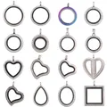 1Pc Mix Styles Round Heart Glass Floating Picture Memory Locket Pendant Jewerly Magnetic Geometric