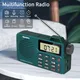 Portable AM/FM Radio Digital Radio Recorder Bluetooth 5.0 Radio Speaker Support TF Card Time Display