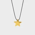 INS Trend 16K Gold Plated Stainless Steel Hollow out Star Pendant Cord Necklaces for Women Charm