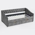 Red Barrel Studio® Daybed w/ Drawers Upholstered Tufted Sofa Bed, w/ Button on Back in Gray | Twin | Wayfair 4949A48966F74231AD9D1A11160308DB