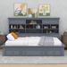 Red Barrel Studio® Bailar Twin Size Daybed w/ Multi-Storage Shelves, Charging Station & 3 Drawers in Gray | 47.2 H x 50 W x 79.3 D in | Wayfair