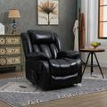 Inbox Zero Dual Motor Electric Medium size Power Lift Recliner Chair w/ Massage & Lumbar Heating, Leather in Black | Wayfair