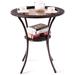 Winston Porter Patio Wicker Coffee Table Outdoor Round Tempered Glass Top, W/Storage Shelf | Wayfair 2EEAD106A91F405987F71423A7996E74