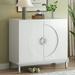 Inbox Zero (black) Simple Storage Cabinet Accent Cabinet w/ Solid Wood Veneer & Metal Leg Frame For Living Room in White | Wayfair