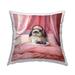 Stupell Adorable House Bunny Rabbit Breakfast In Bed Pink Printed Outdoor Throw Pillow Design by Lucia Heffernan