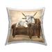 Stupell Longhorn White Bull Resting in Brown Chair Printed Outdoor Throw Pillow Design by Ethan Harper