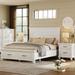 3-Pieces Bedroom Sets Whitewash, Queen Size Platform Bed with 2 Drawers and 2 Nightstands, White