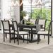7-Piece Retro Style Dining Table Set with 6 Upholstered Chairs,Black