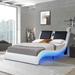 King Faux Leather Platform Bed with LED Lighting, Bluetooth Music Control