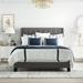 Queen Size Linen Fabric Upholstered Platform Bed With Headboard