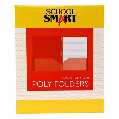 School Smart 2-Pocket Poly Folders with Fasteners