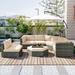 6 Piece Outdoor Rattan Sectional Sofa Set w/Ottoman, Cushions & Trays