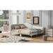 Elegant Upholstered Daybed with Headboard & Support Legs, Modern Wood Sofa Bed Frame w/ Backrest & Armrest for Living Spaces