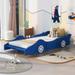 Twin Size Race Car-Shaped Platform Bed With Wheels,Solid Construction,Kids Bedroom Sets