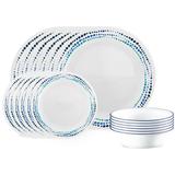 Vitrelle 18-Piece Service for 6 Dinnerware Set, Triple Layer Glass and Chip Resistant, Lightweight Round Plates and Bowls Set