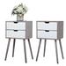 Set of 2 Bedside Table with Two Drawer Storage Design for Living Room Sofa - Gray