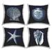 Stupell Nautical Blue Ocean Shells Starfish Sand Dollar Printed Outdoor Throw Pillow Design by Carol Robinson (Set of 4)