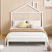 White Full Size Metal Platform Bed with House-Shaped Headboard