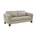 Porter Designs Bergamo Mid-Century Modern Genuine Leather Sofa, Cream