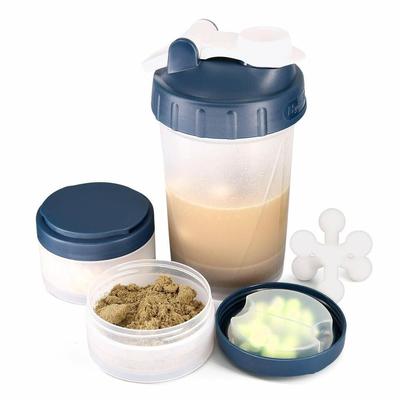 16oz Protein Shaker Bottle with Interlocking Storage