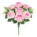 Set of 2 Pink Artificial Rose Flower Stem Bush Bouquet 18in - 18" L x 10" W x 10" DP