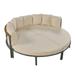 Patio Furniture Set, 4 Piece Round Outdoor Conversation Set, All Weather Sectional Sofa with Cushions for Poolside,Balcony,Beige