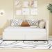 Full Size Linen Fabric Upholstered Daybed with 2 Storage Drawers Sofa Bed